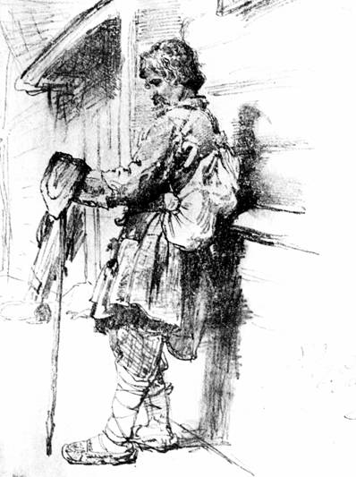 Рисунок И. Репин. Нищий. Карандаш.