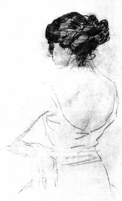 Рисунок В. Серов. Балерина Карсавина. Карандаш